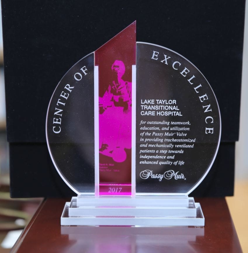 Passy Muir Center of Intelligence Award, Lake Taylor Transitional Care Hospital, Norfolk
