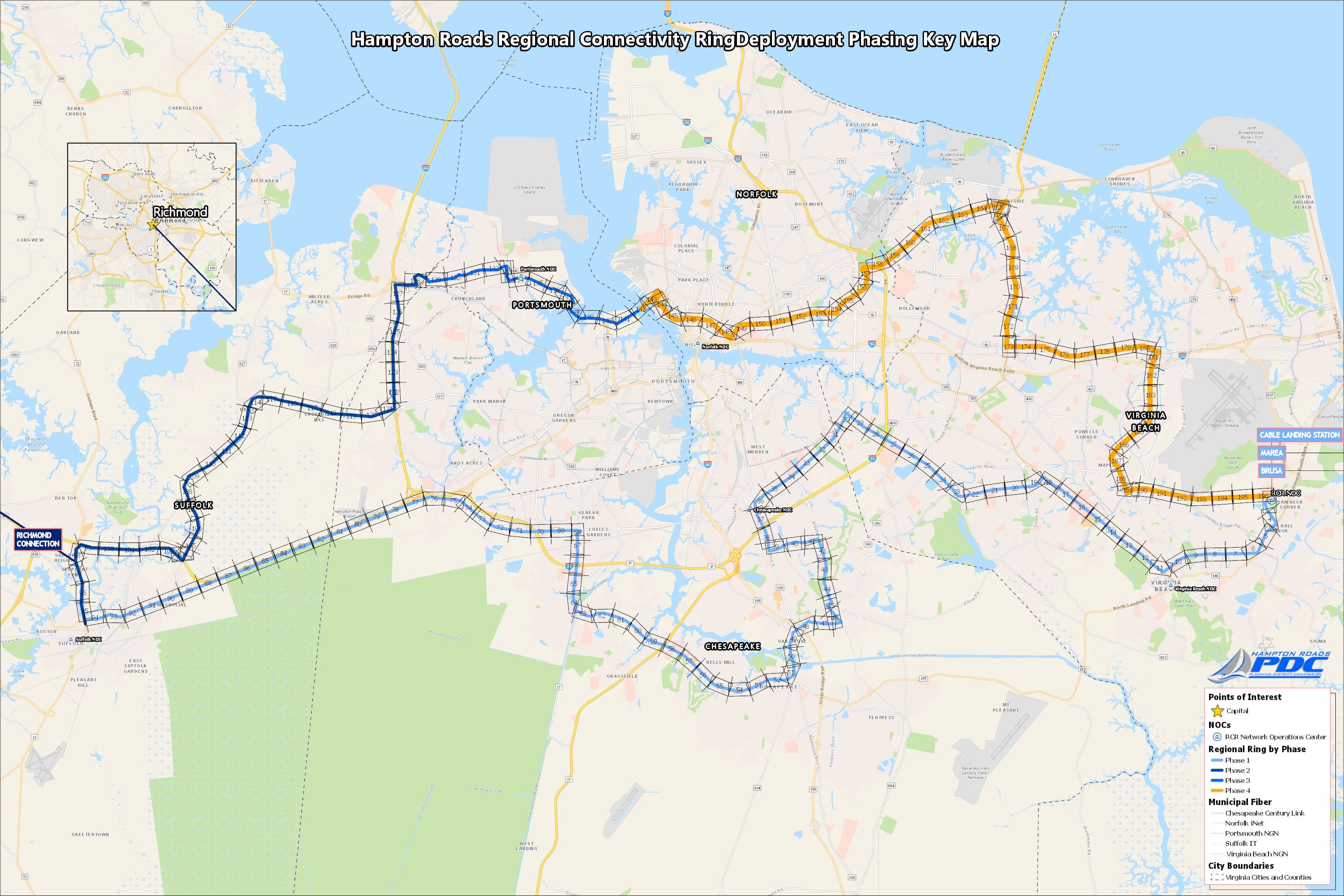 Regional Connectivity Ring Phasing Key Map